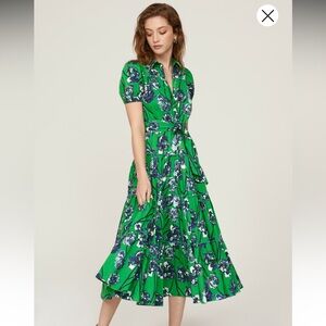 DVF small Floral Green and Blue Women's Dress Diane von frustenberg
